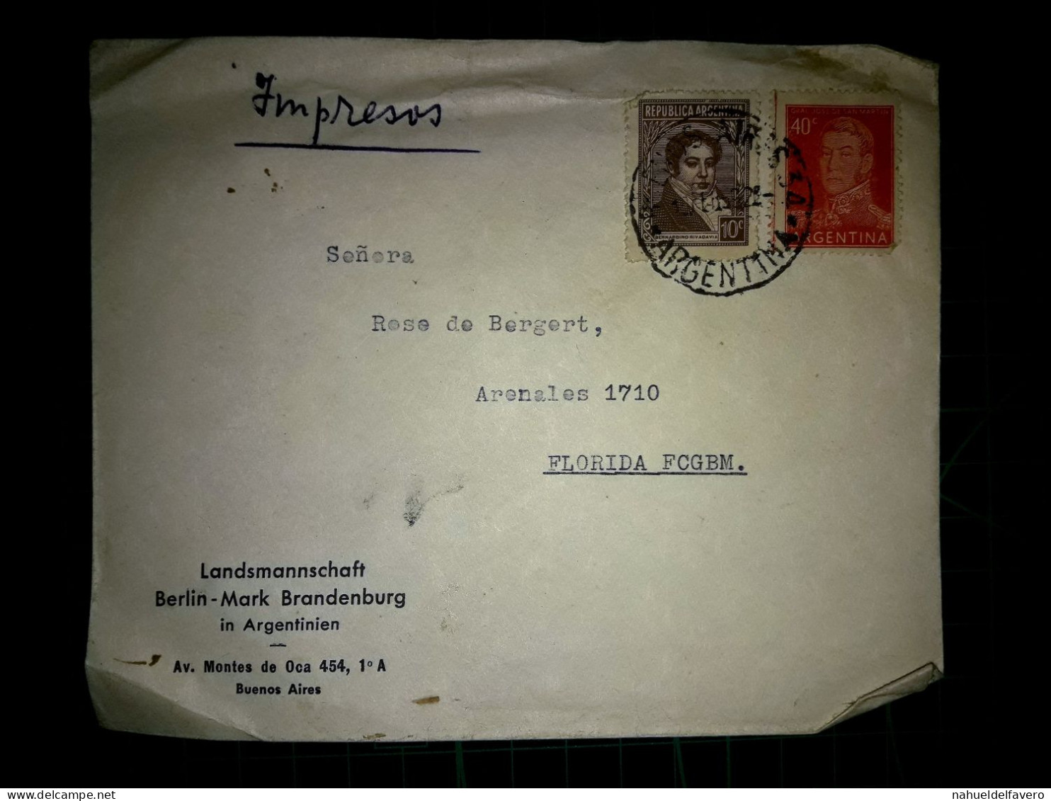 ARGENTINE, Enveloppe Circulée Avec Une Variété De Timbres-poste De Proceres De La Patria. Année 1959. - Used Stamps