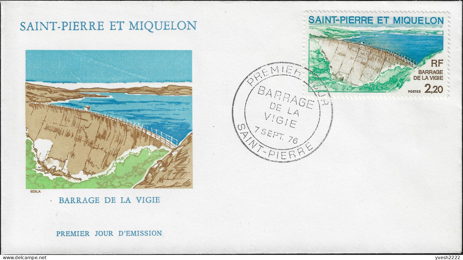 Saint-Pierre Et Miquelon 1976 Y&T 452 Sur FDC. Barrage De La Vigie - Agua