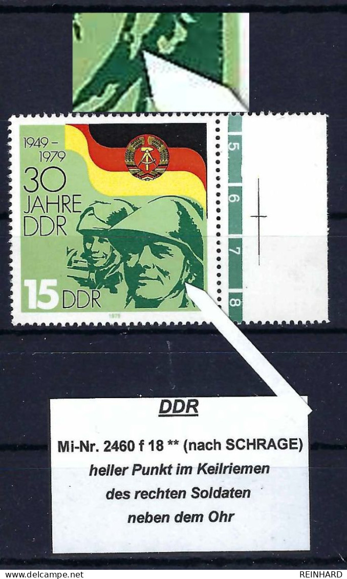 DDR Mi-Nr. 2460 F 18 Plattenfehler Nach SCHRAGE Postfrisch - Siehe Beschreibung Und Bild - Variétés Et Curiosités