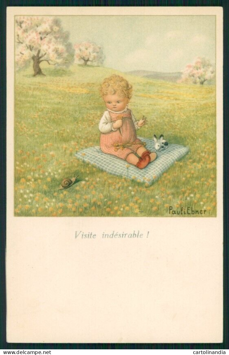 Artist Signed Pauli Ebner Little Boy Snail Serie 1356 Postcard TC2370 - Autres & Non Classés