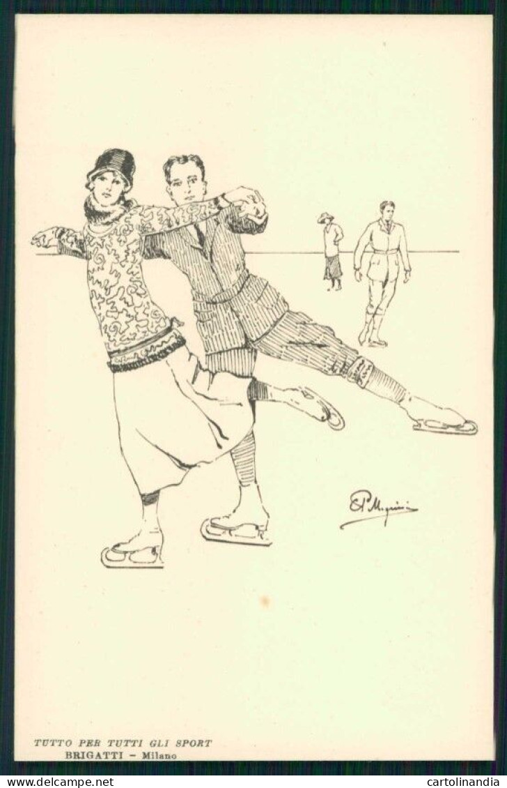 Artist Signed Pellegrini Ice Skating Palazzo Ghiaccio Milano Postcard TC4738 - Autres & Non Classés