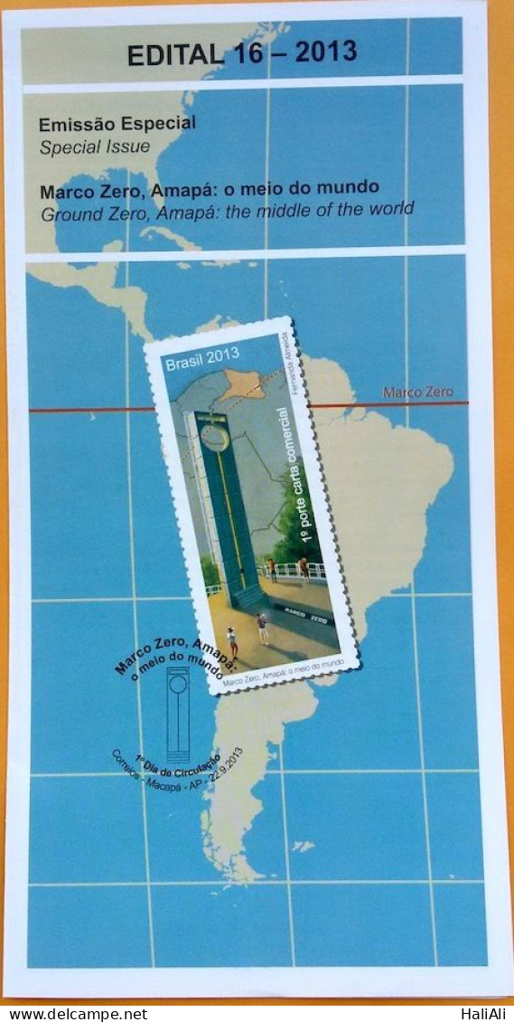 Brochure Brazil Edital 2013 16 Marco Zero Amapá Macapá Map Without Stamp - Brieven En Documenten