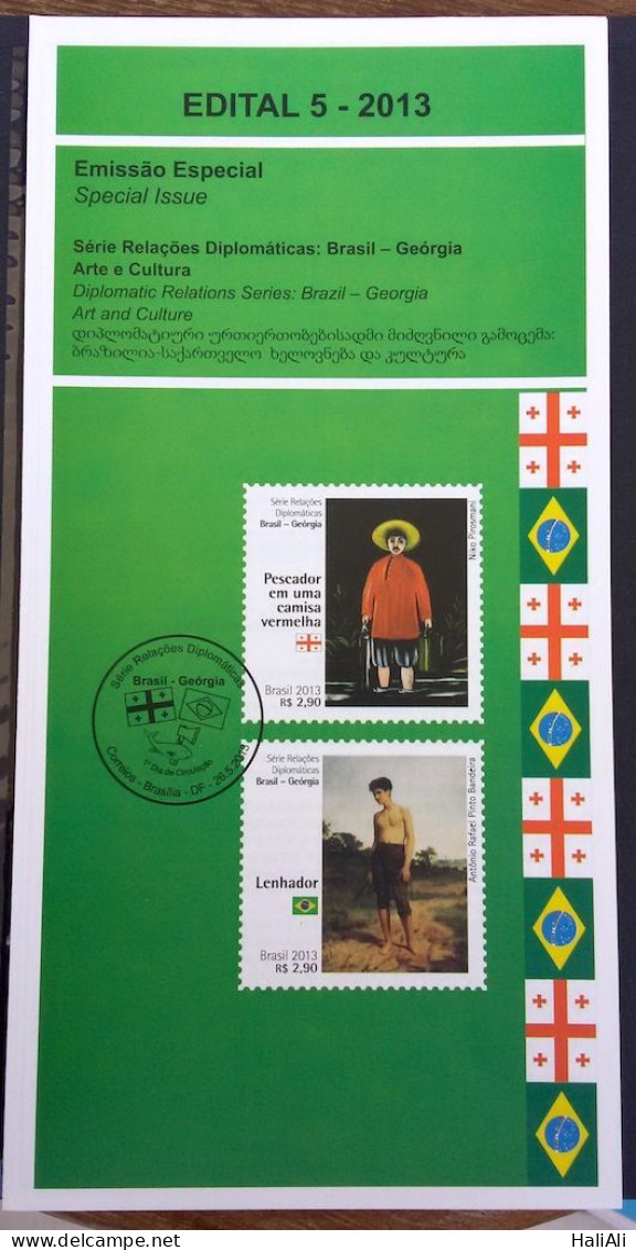 Brochure Brazil Edital 2013 05 Diplomatic Relations Georgia Art Without Stamp - Covers & Documents