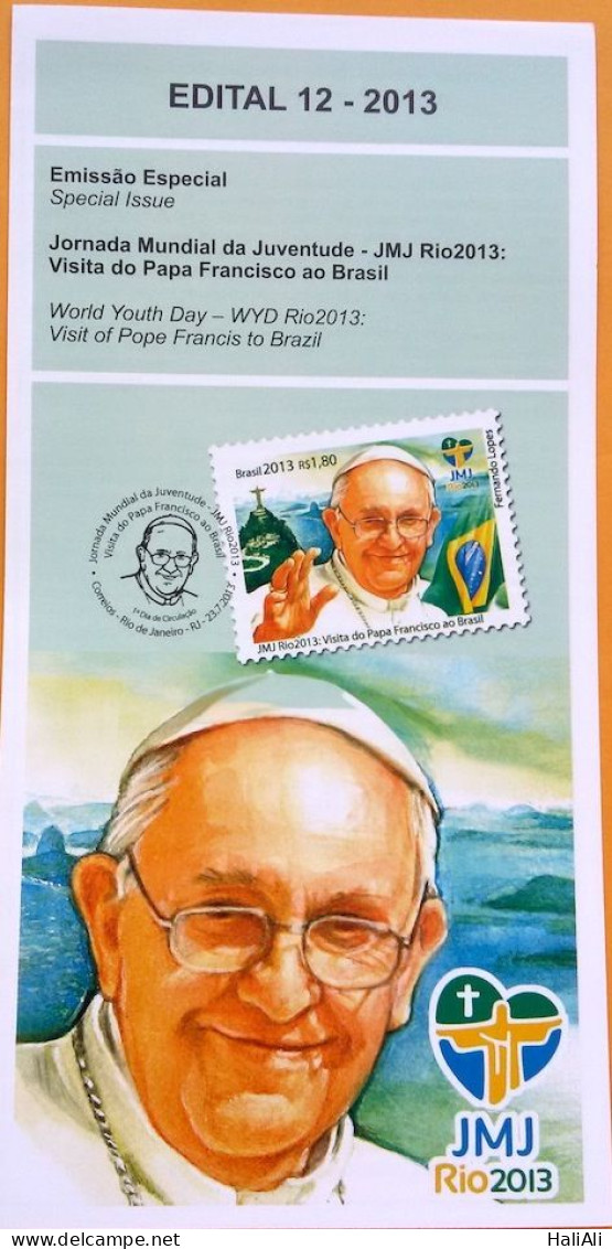 Brochure Brazil Edital 2013 12 Pope Francis World Youth Day WYD Religion Without Stamp - Storia Postale