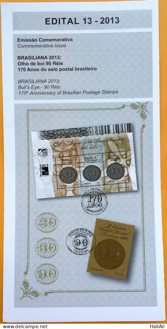 Brochure Brazil Edital 2013 13 Olho De Boi Postal Services Without Stamp - Storia Postale