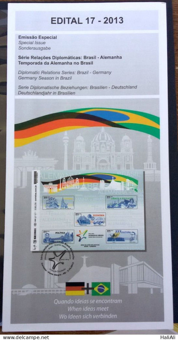 Brochure Brazil Edital 2013 17 Diplomatic Relations Germany Car Flag Without Stamp - Cartas & Documentos