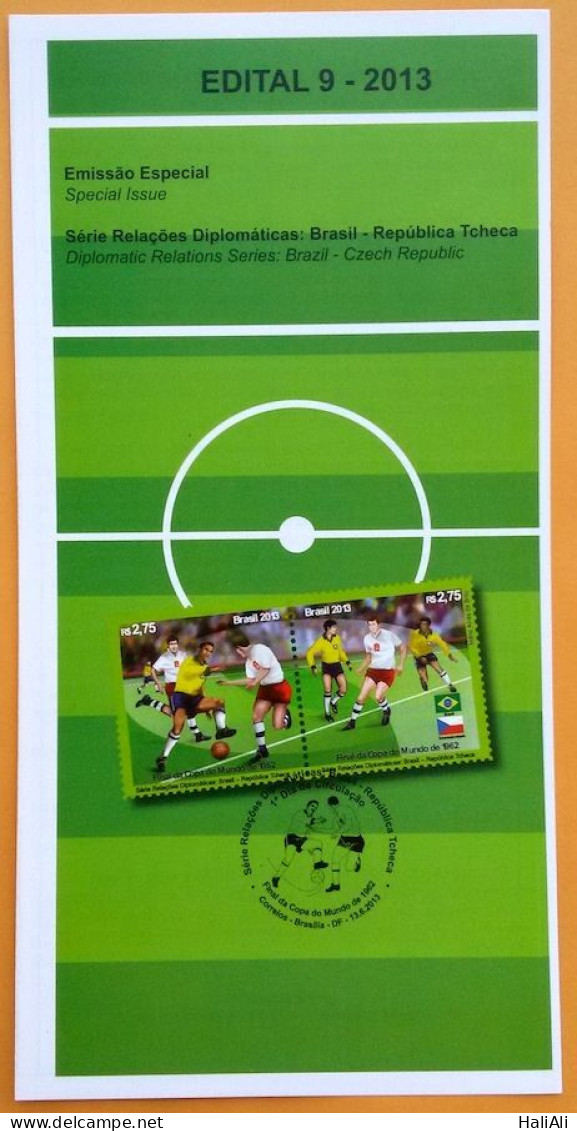 Brochure Brazil Edital 2013 09 Diplomatic Relations Czech Republic Football Without Stamp - Cartas & Documentos