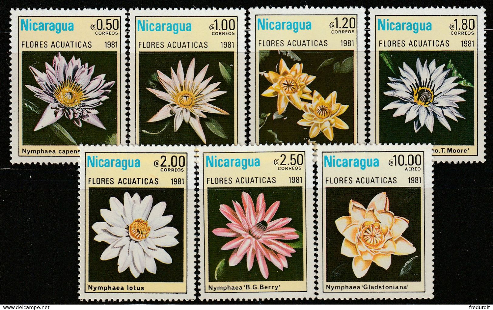 NICARAGUA - N°1155/60+PA  ** (1981) Fleurs Aquatiques - Nicaragua