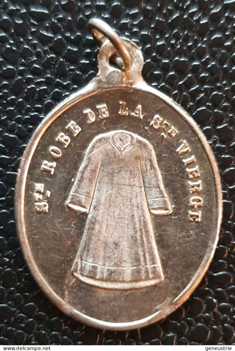 Pendentif Médaille Religieuse Argent 800 Fin XIXe "Notre-Dame De Chartres / Ste Robe De La Ste Vierge" Silver Medal - Religione & Esoterismo