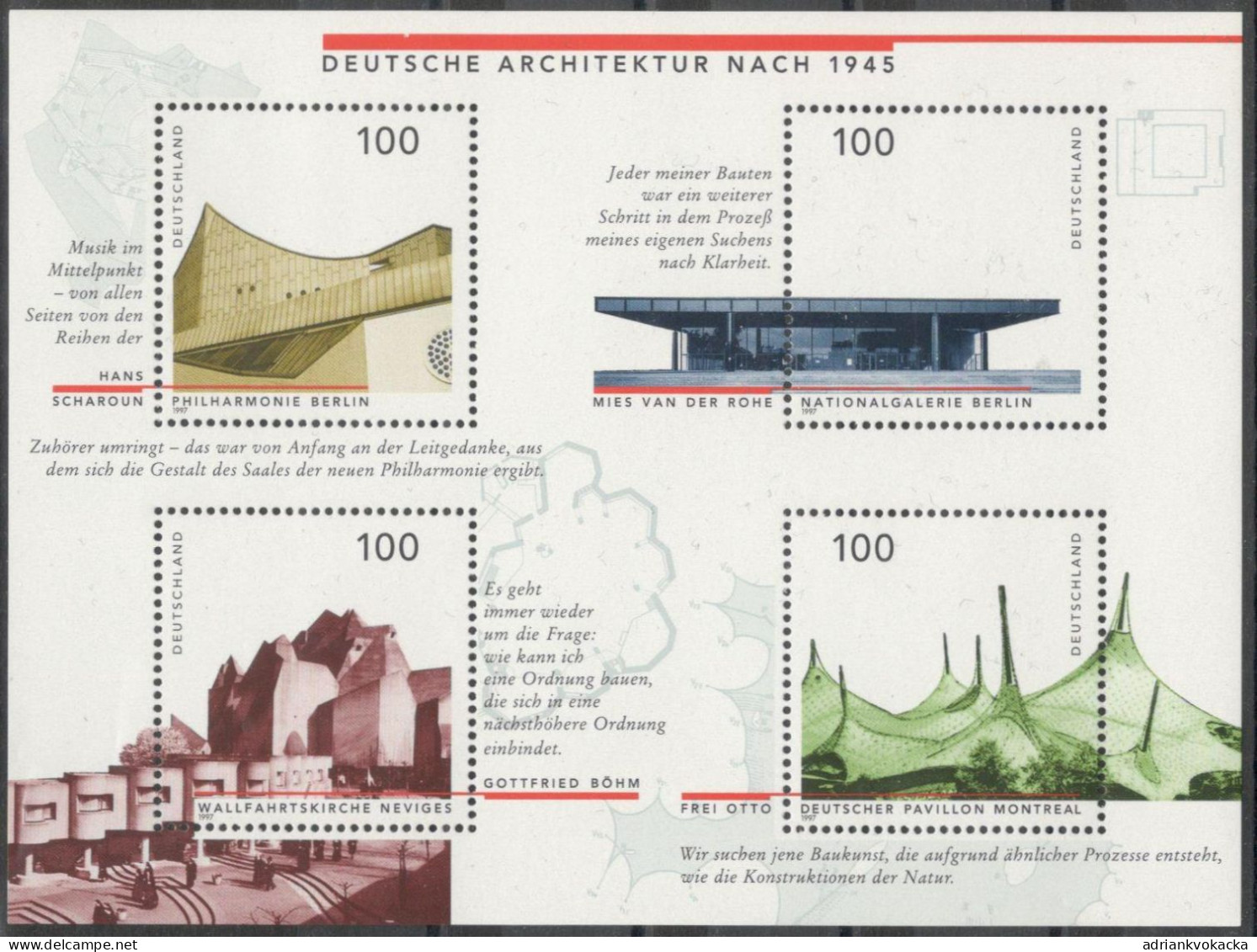 Germany - ART (German Architecture After 1945), Clean Block Mi:DE BL37 (1997) - 1991-2000