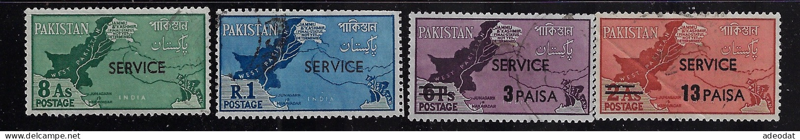 PAKISTAN  1961 SERVICE  SCOTT #O65,O66,O74,O75. USED  CV $0.80 - Pakistán