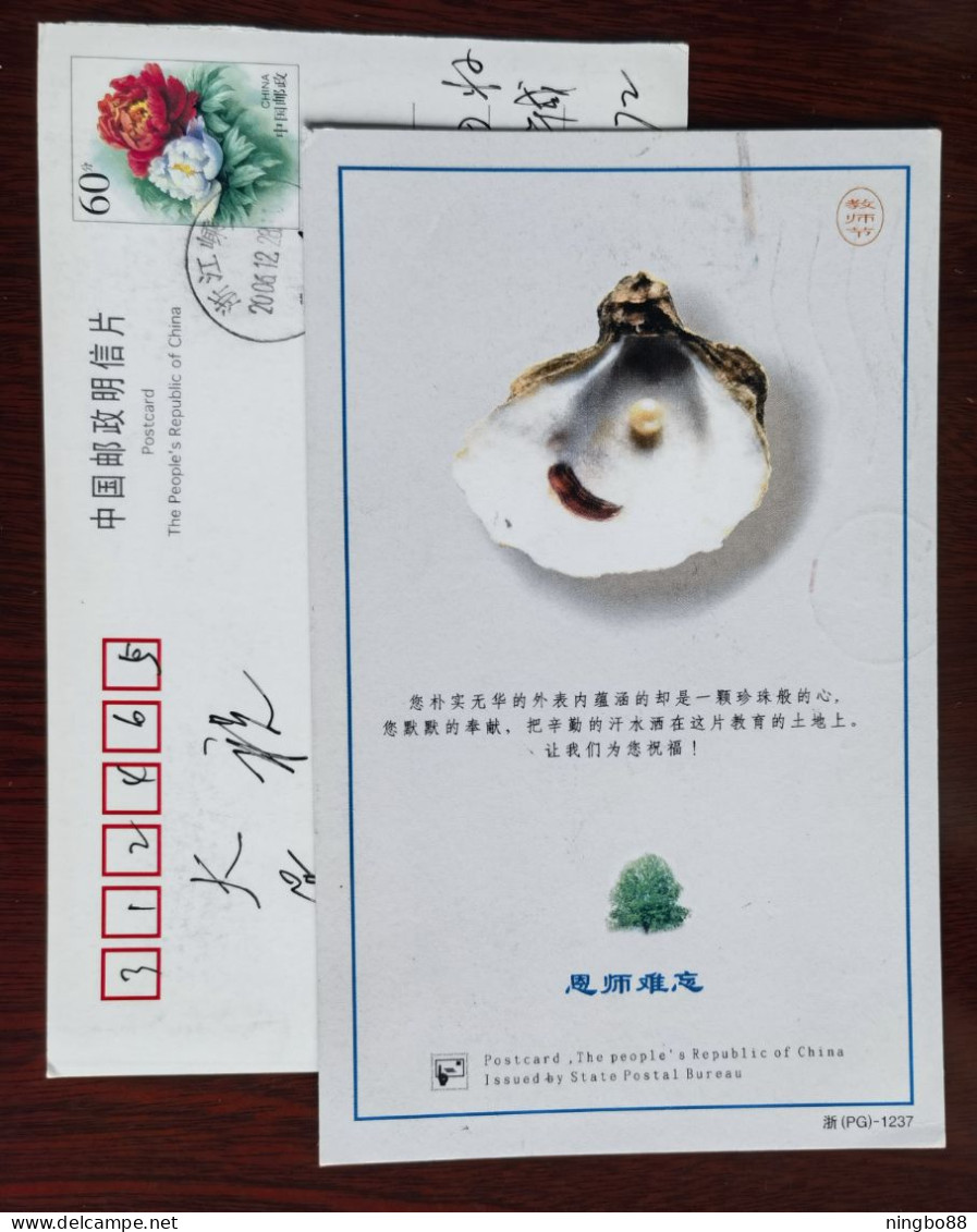 Shell,conch Shell,fresh Water Pearl,China 1999 Teacher Thanking Greeting Advertising Pre-stamped Card - Schelpen