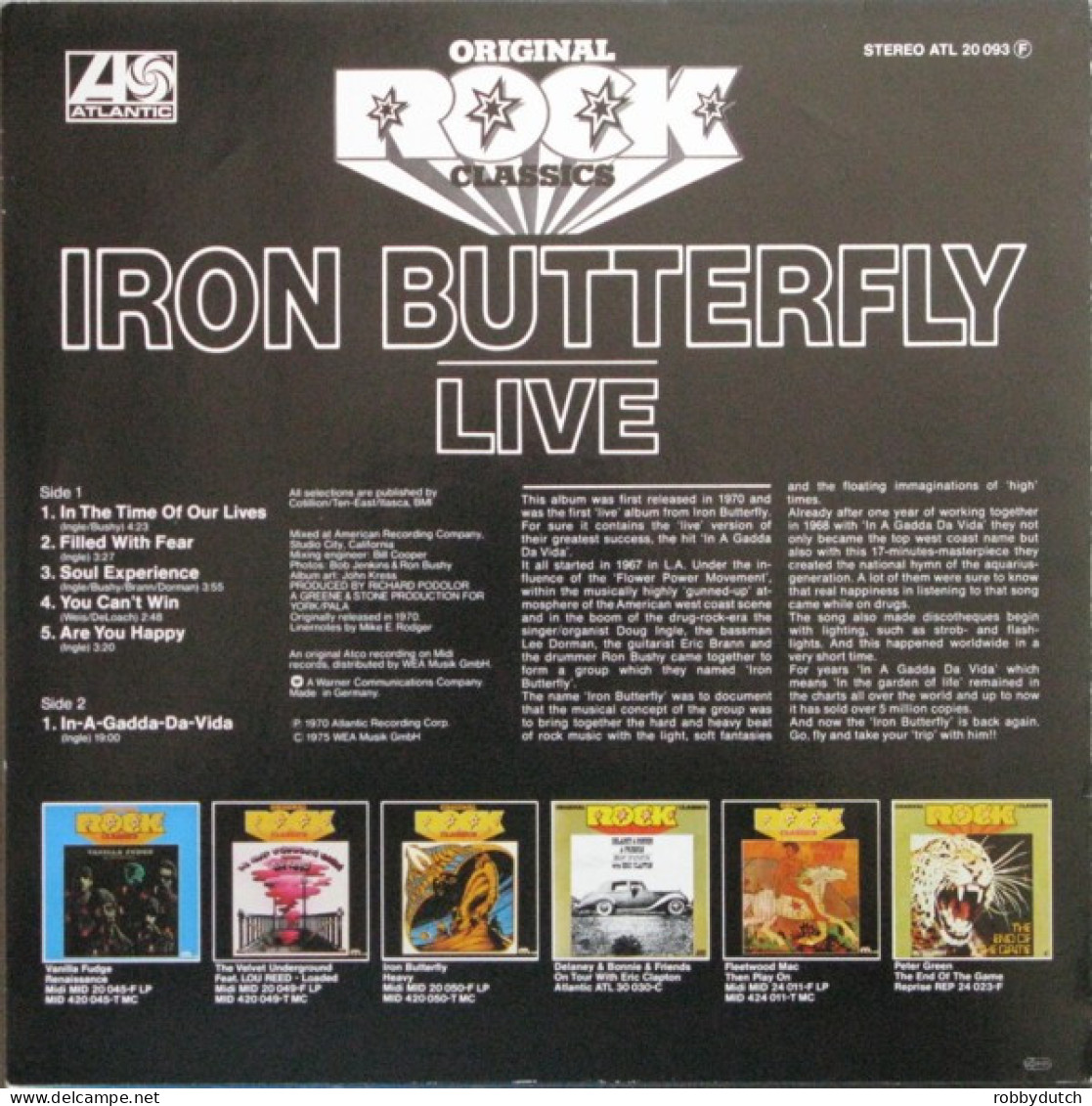 * LP *  IRON BUTTERFLY - LIVE (reissue Germany 1975 EX-) - Rock