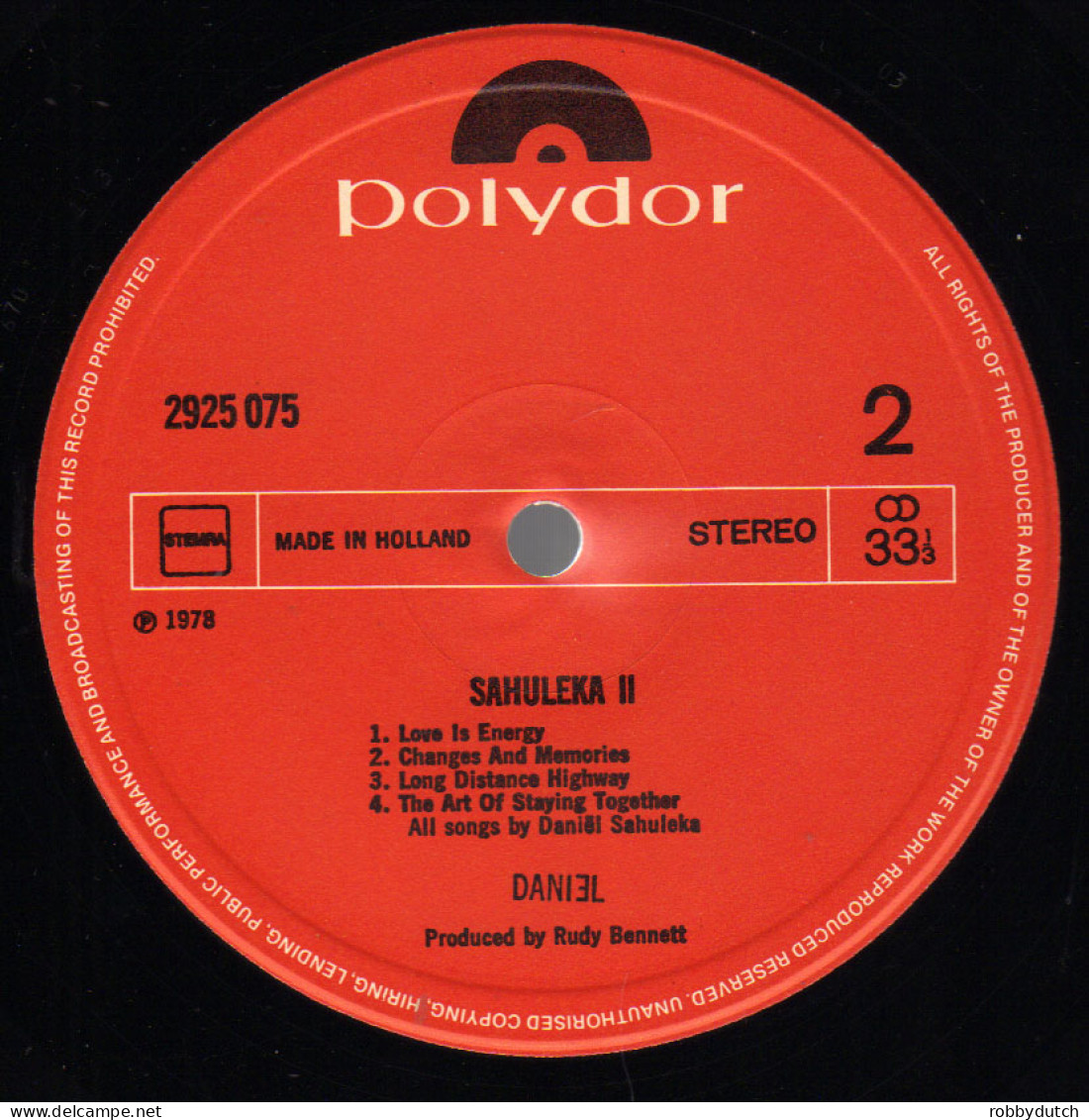 * LP *  DANIEL SAHULEKA - SAHULEKA 2 (Holland 1978 EX-) - Soul - R&B