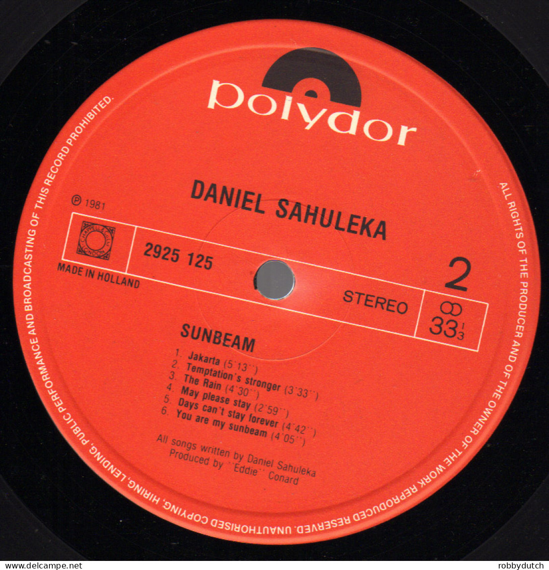 * LP *  DANIEL SAHULEKA - SUNBEAM (Holland 1981 EX) - Soul - R&B