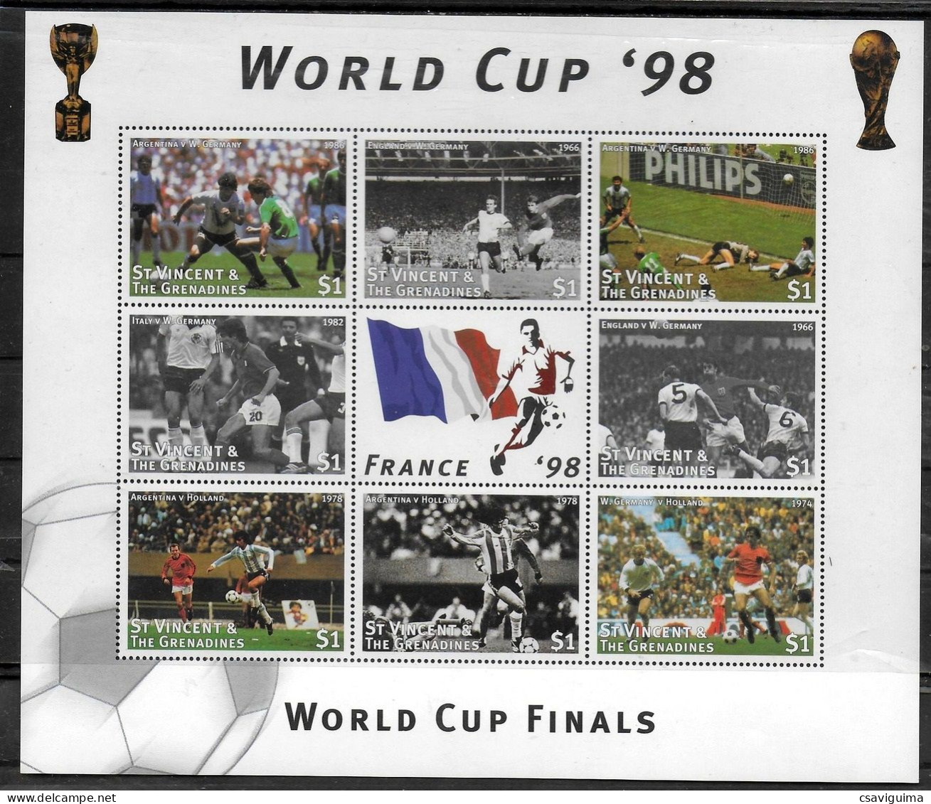 St Vincent - 1998 - Word Cup 1998 - France, Finals - Yv 3195/02 - 1998 – Frankrijk