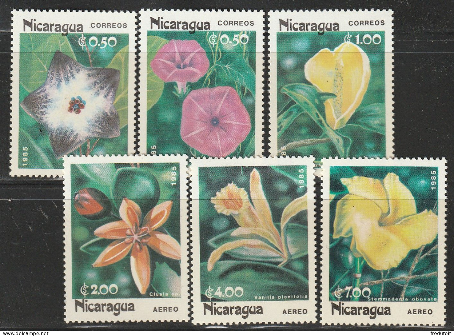 NICARAGUA - N°1365/7+PA  ** (1985) Fleurs - Nicaragua