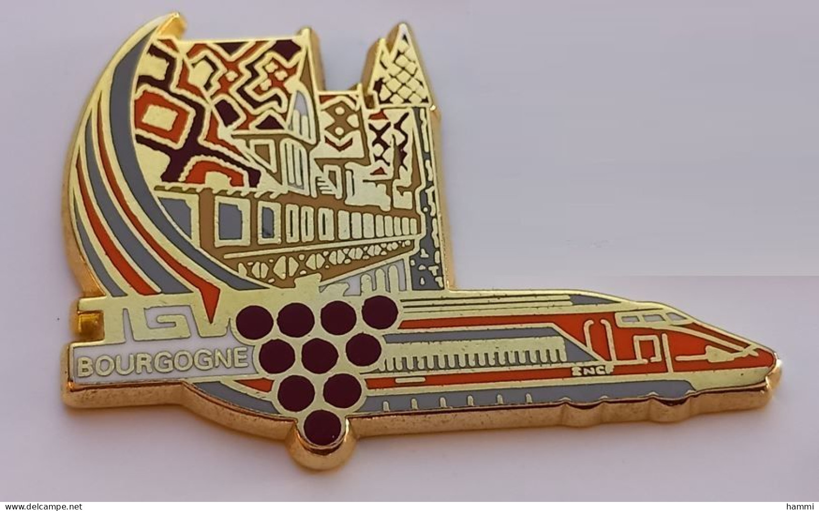 FF249 Pin's SNCF TGV Train Orange Les Hospices De Beaune Bourgogne Côte D'Or Zamac Signé Arc En Ciel Achat Immédiat - TGV