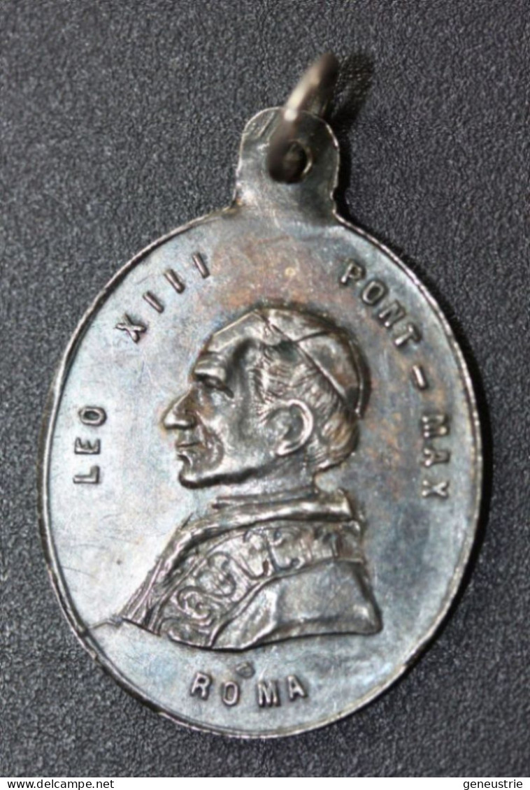 Médaille Religieuse Argent 800 Fin XIXe "Pape Léon XIII - St Benoit-Joseph Labre (né à Amettes, Pas-de-Calais) - Religión & Esoterismo