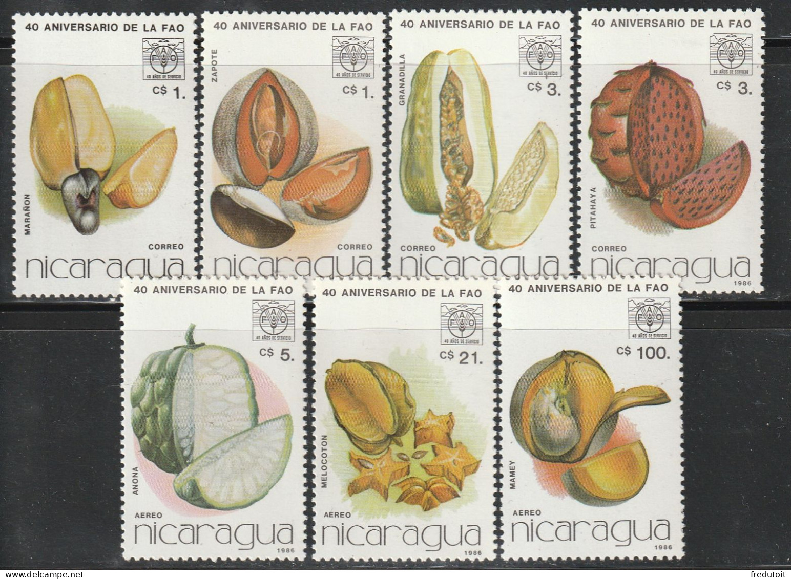 NICARAGUA - N°1424/7+PA  ** (1986) Fruits - Nicaragua