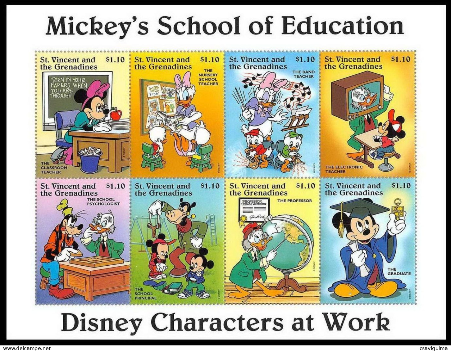 St Vincent - 1996 - Disney: Mickey's School Of Education - Yv 2735/42 - Disney