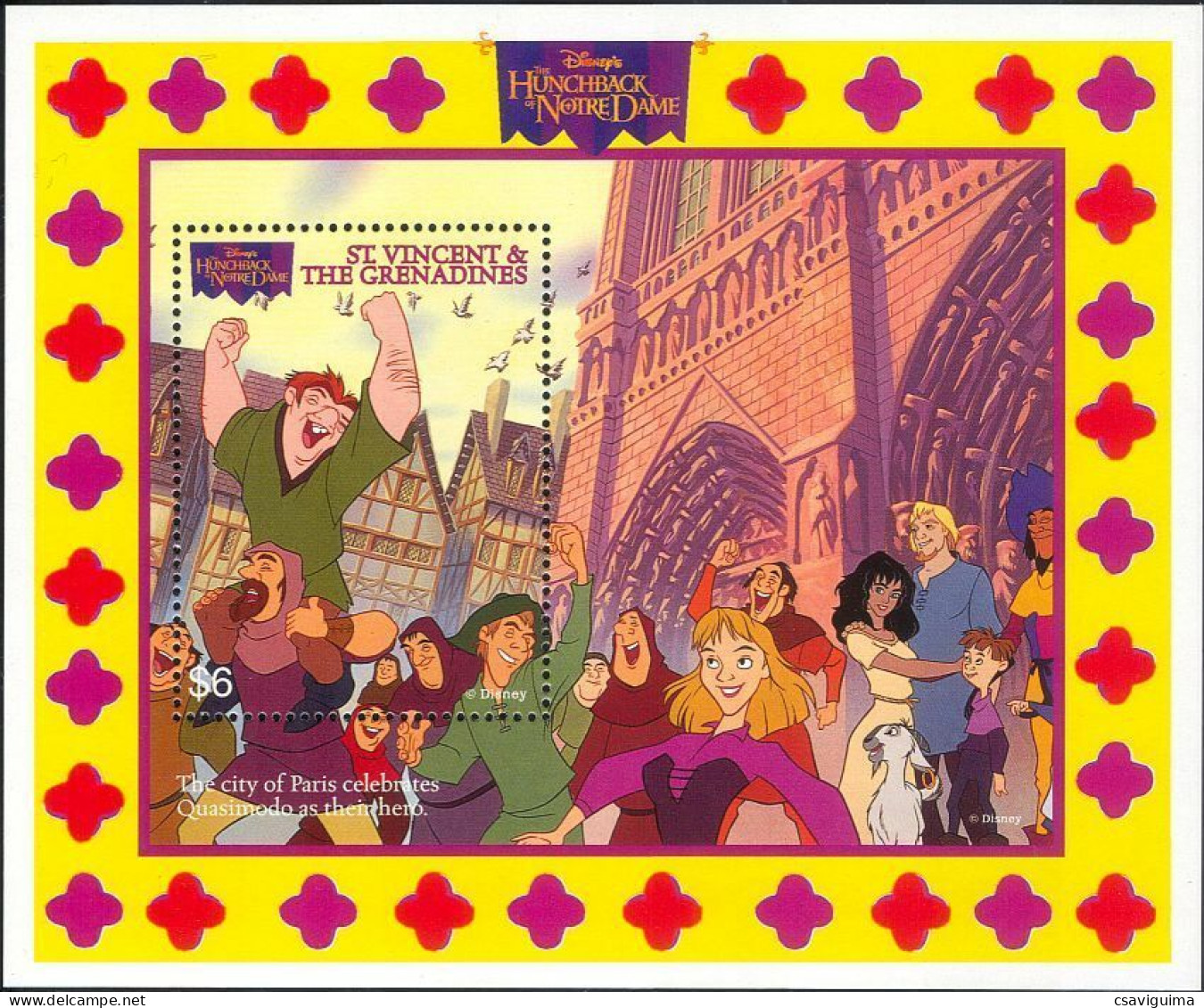 St Vincent - 1996 - Disney: Hunchback Of Notre Dame - Yv Bf 358 - Disney