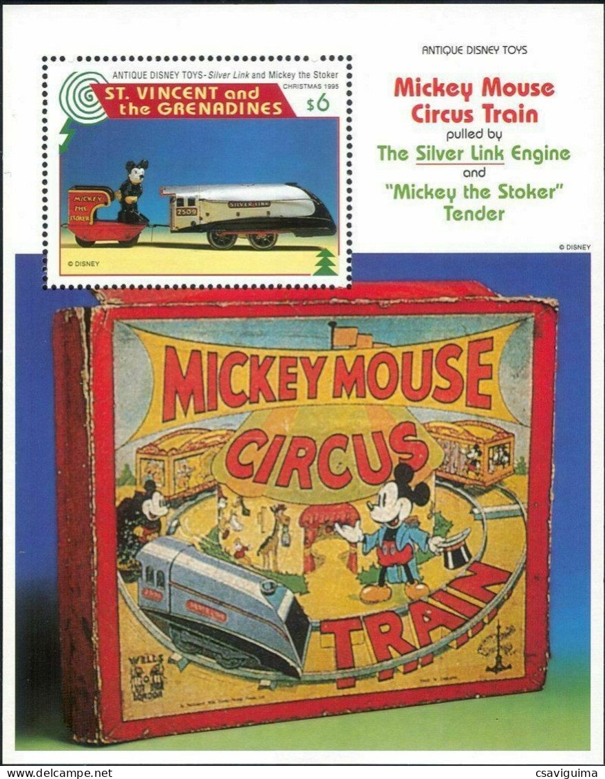 St Vincent - 1995 - Disney: Mickey Mouse Circus Train, Toys - Yv Bf 314 - Disney