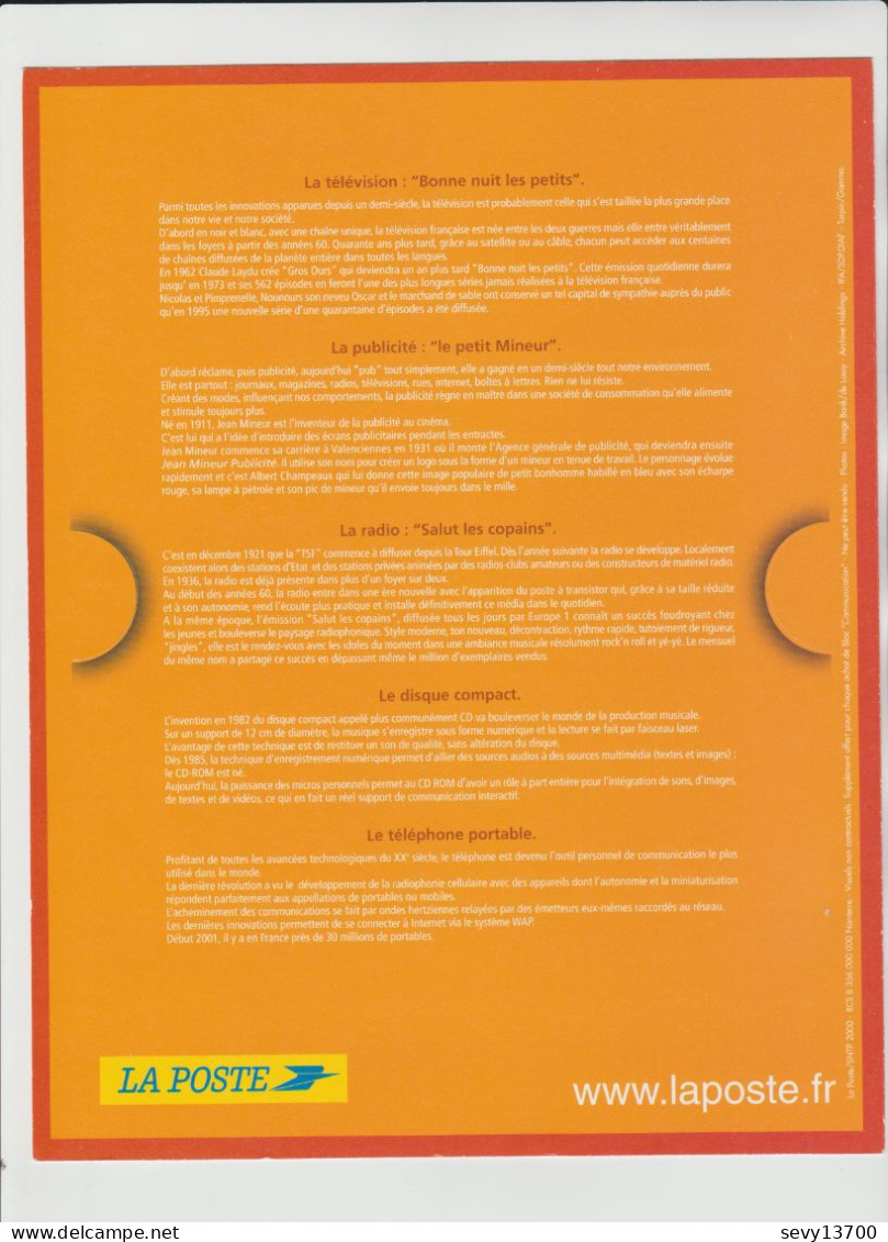 France 2001 Bloc Feuillet YT N° BF 35 Un Siècle De Communication Le Siècle Au Fil Du Timbre N° 3 Carte Postale Publicité - Neufs