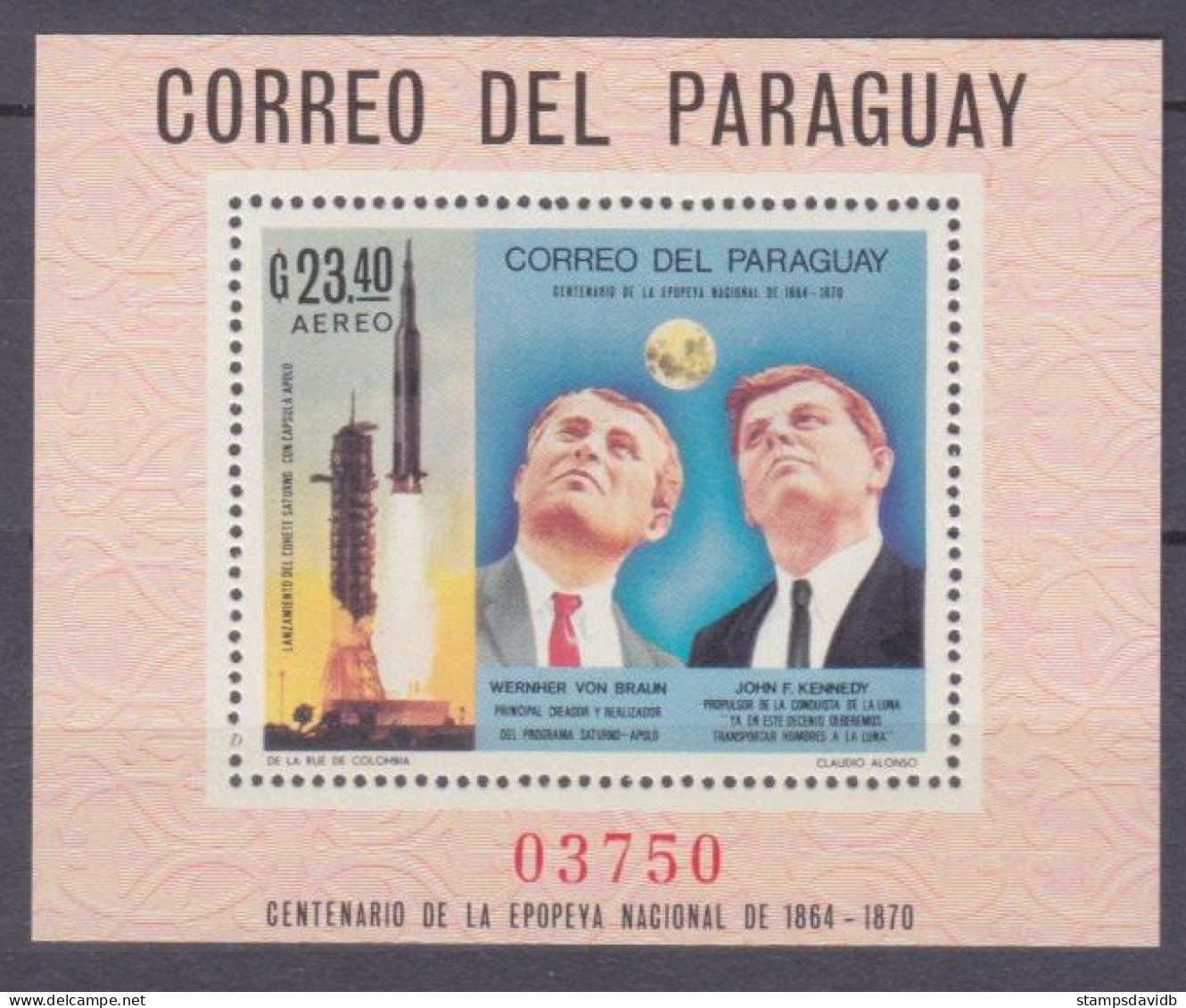 1969 Paraguay 1947/B124 John F. Kennedy / Rockets 15,00 € - Amérique Du Sud