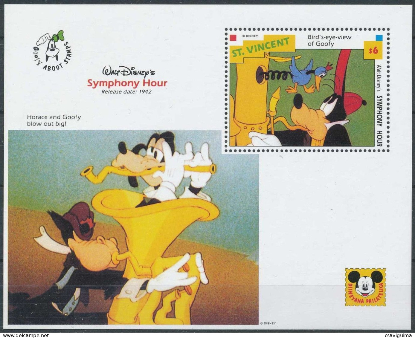 St Vincent - 1993 - Disney: Goofy, Symphony Hour - Yv Bf 207 - Disney