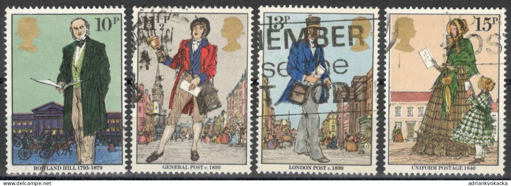 United Kingdom - Centenary Of The Death Of Sir Rowland Hill, Complete Series Of Cancelled Stamps Mi:GB 804-807 (1979) - Usati
