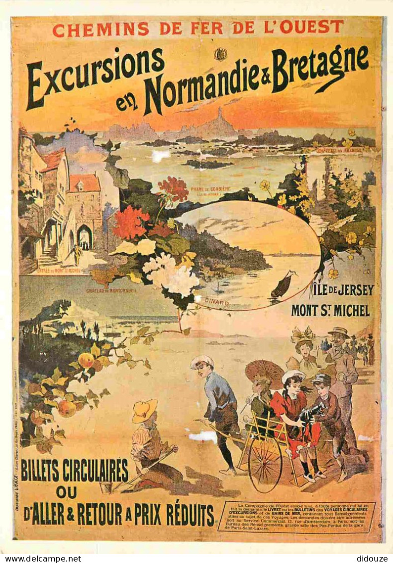 Publicite - Chemins De Fer De L'Ouest - Excursions En Normandie Et Bretagne - Art Peinture Illustration - Vintage - Repr - Pubblicitari