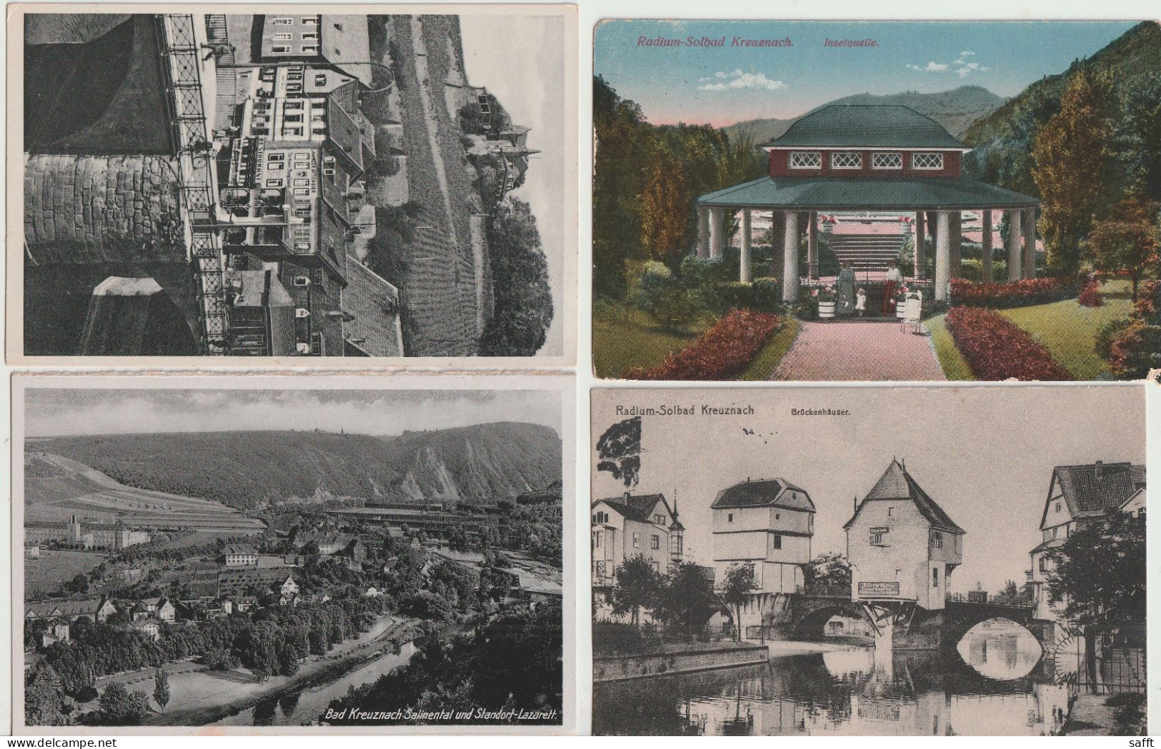 Lot Mit 4 Alten Ansichtskarten Bad Kreuznach, Nahebrücke, Inselquelle, Brückenhäuser U.a. - Bad Kreuznach
