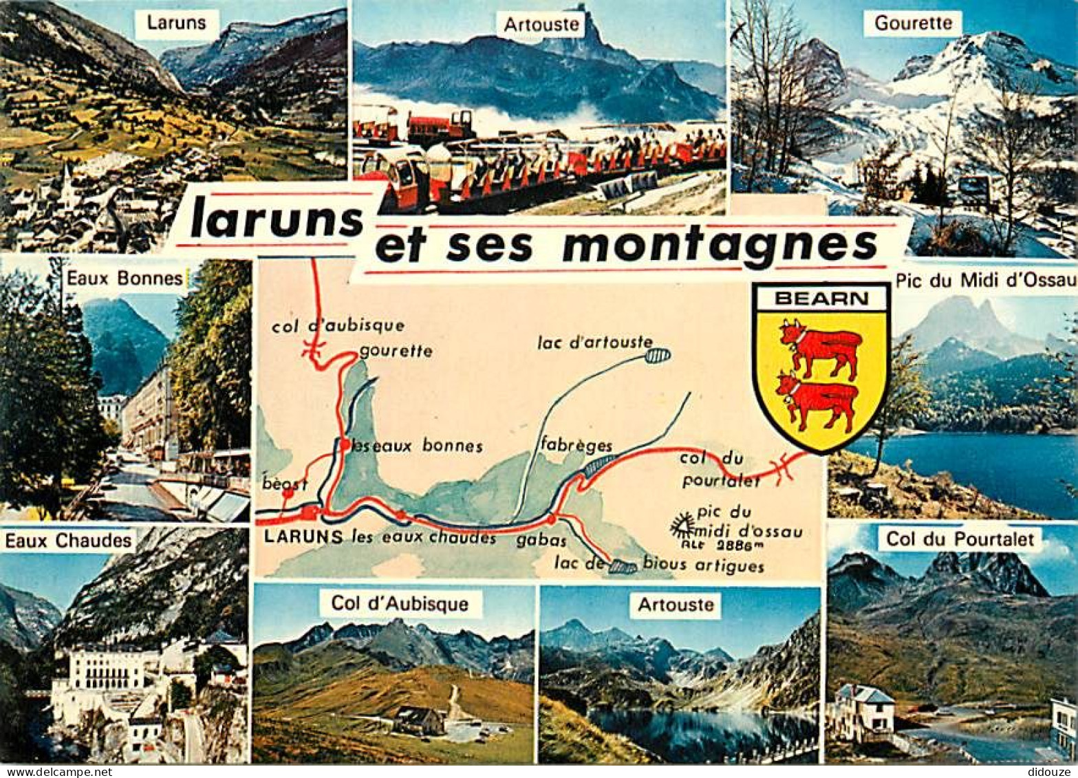 64 - Laruns - Multivues - Petit Train Touristique D'Artouste - Carte Géographique - Blasons - Carte Neuve - CPM - Voir S - Laruns