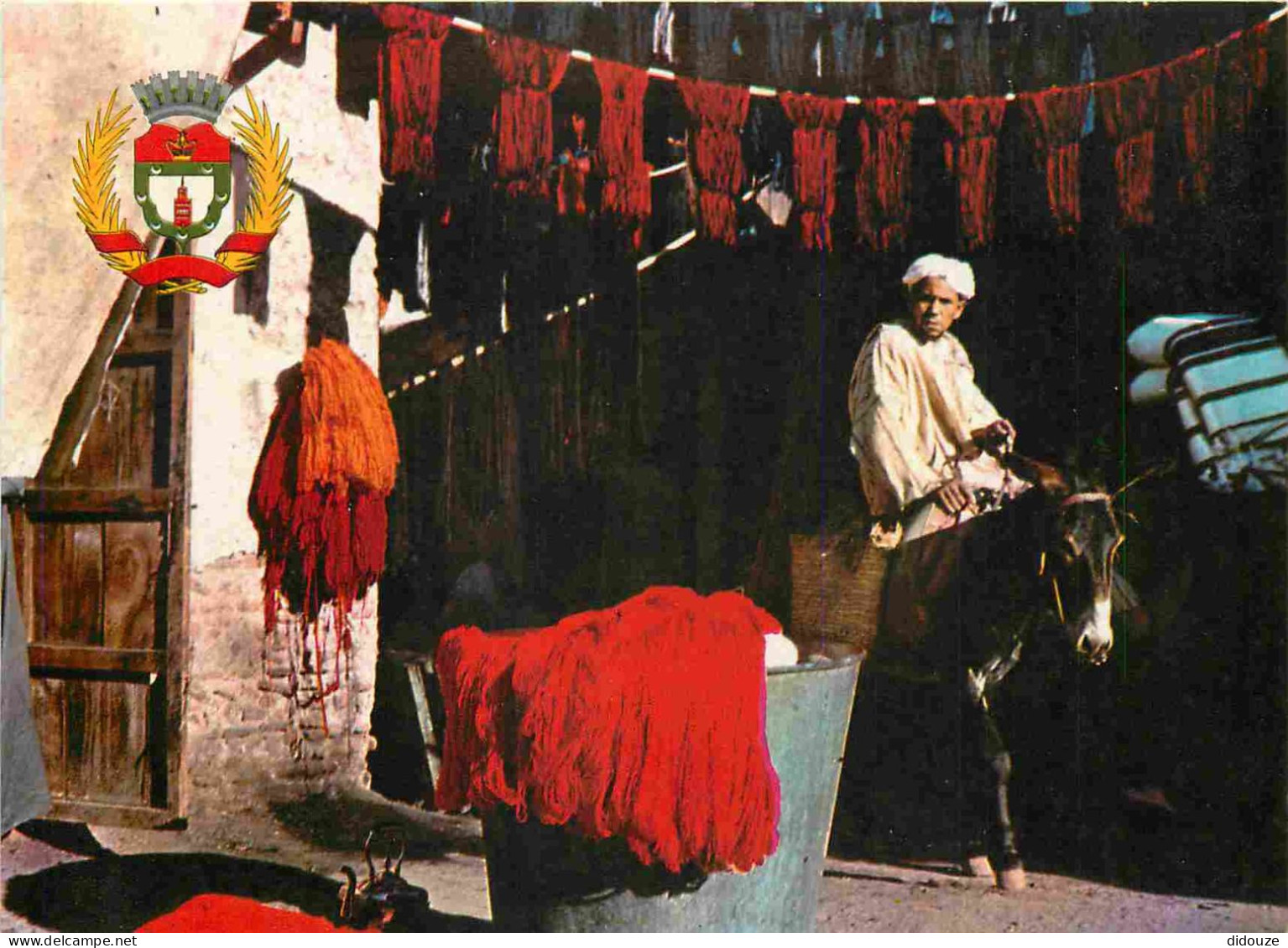 Maroc - Marrakech - Souk Des Teinturiers Et Armoiries De La Ville - Blasons - Anes - CPM - Carte Neuve - Voir Scans Rect - Marrakesh