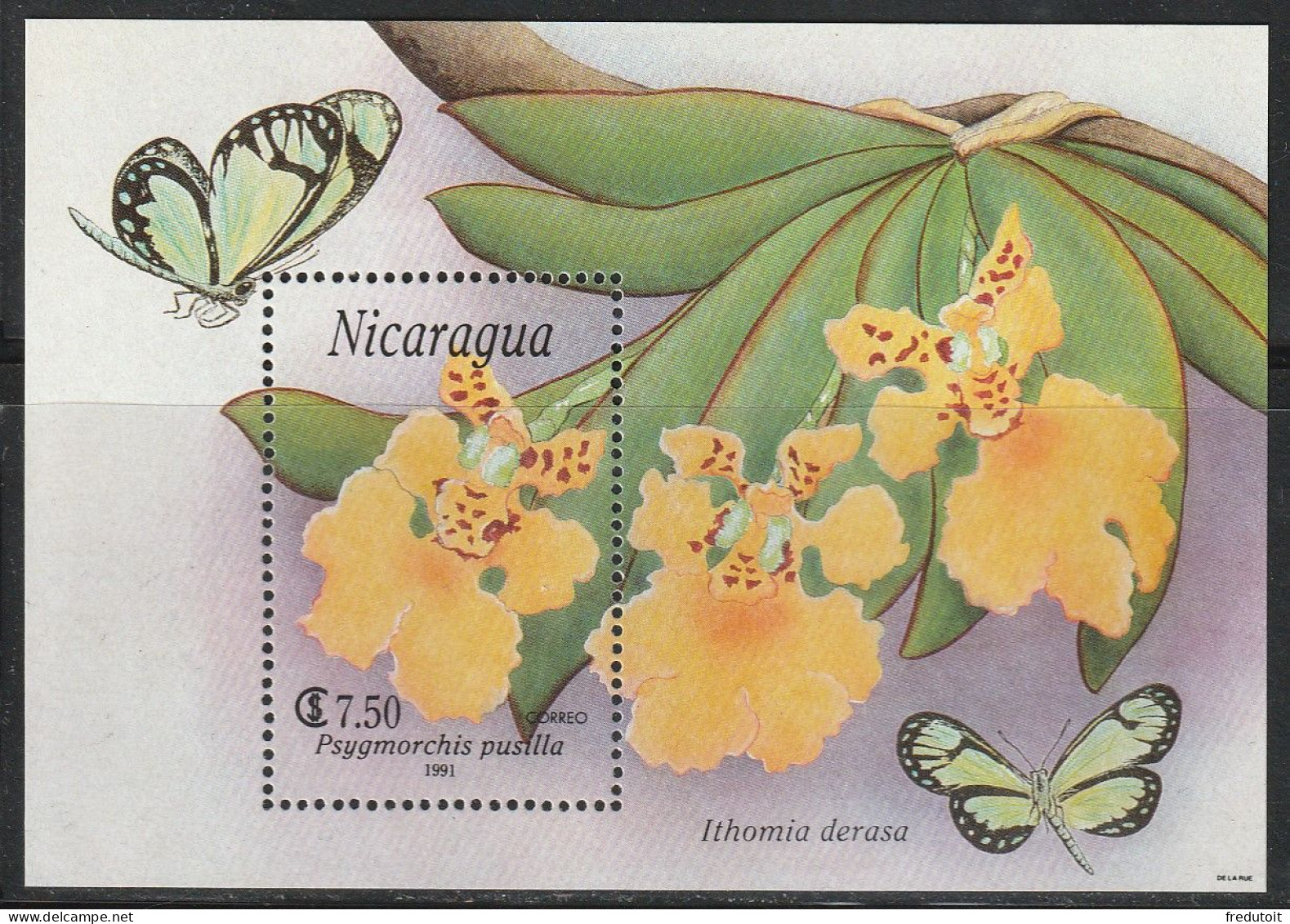 NICARAGUA - BLOC N°204 ** (1991) Fleurs : Orchidées - Nicaragua