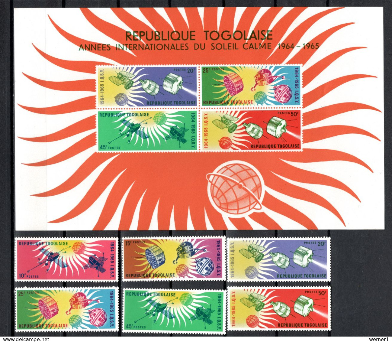 Togo 1964 Space, International Year Of The Quiet Sun Set Of 6 + S/s MNH - Africa
