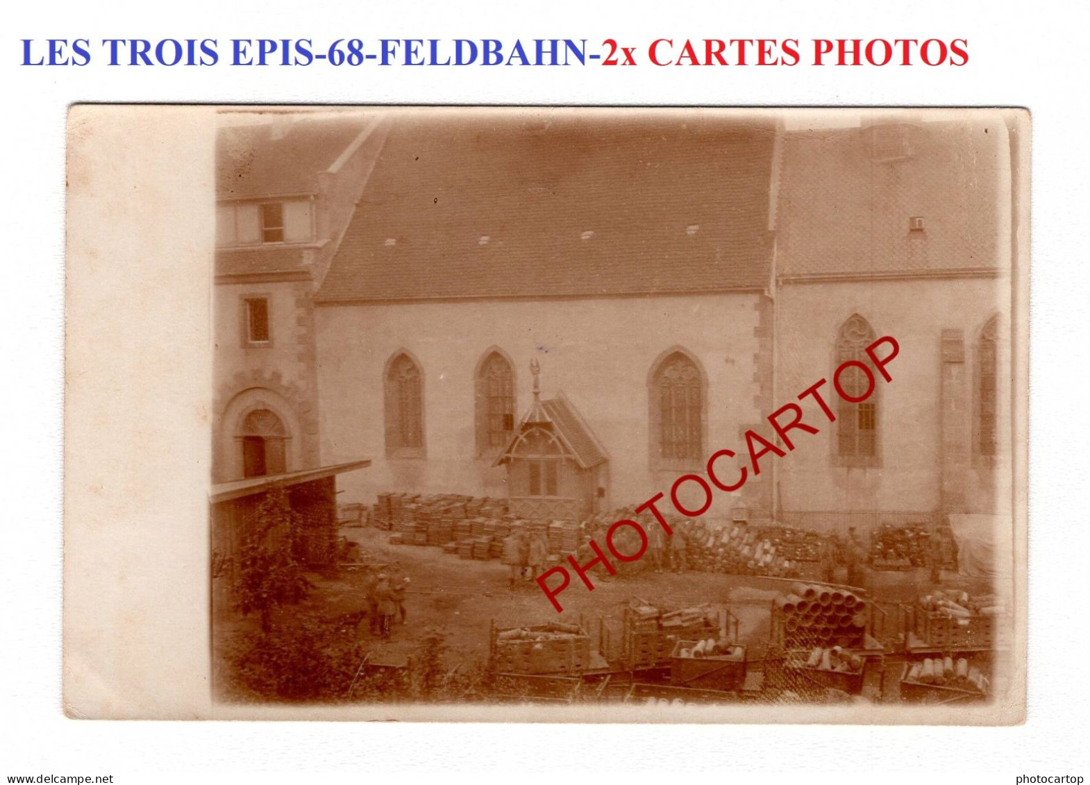 LES TROIS EPIS-FELDBAHN-Förderbahn Drei-Ähren-Uhlhorst-CHAPELLE-2x CARTES PHOTOS All.-GUERRE 14-18-1 WK-Militaria- - Trois-Epis