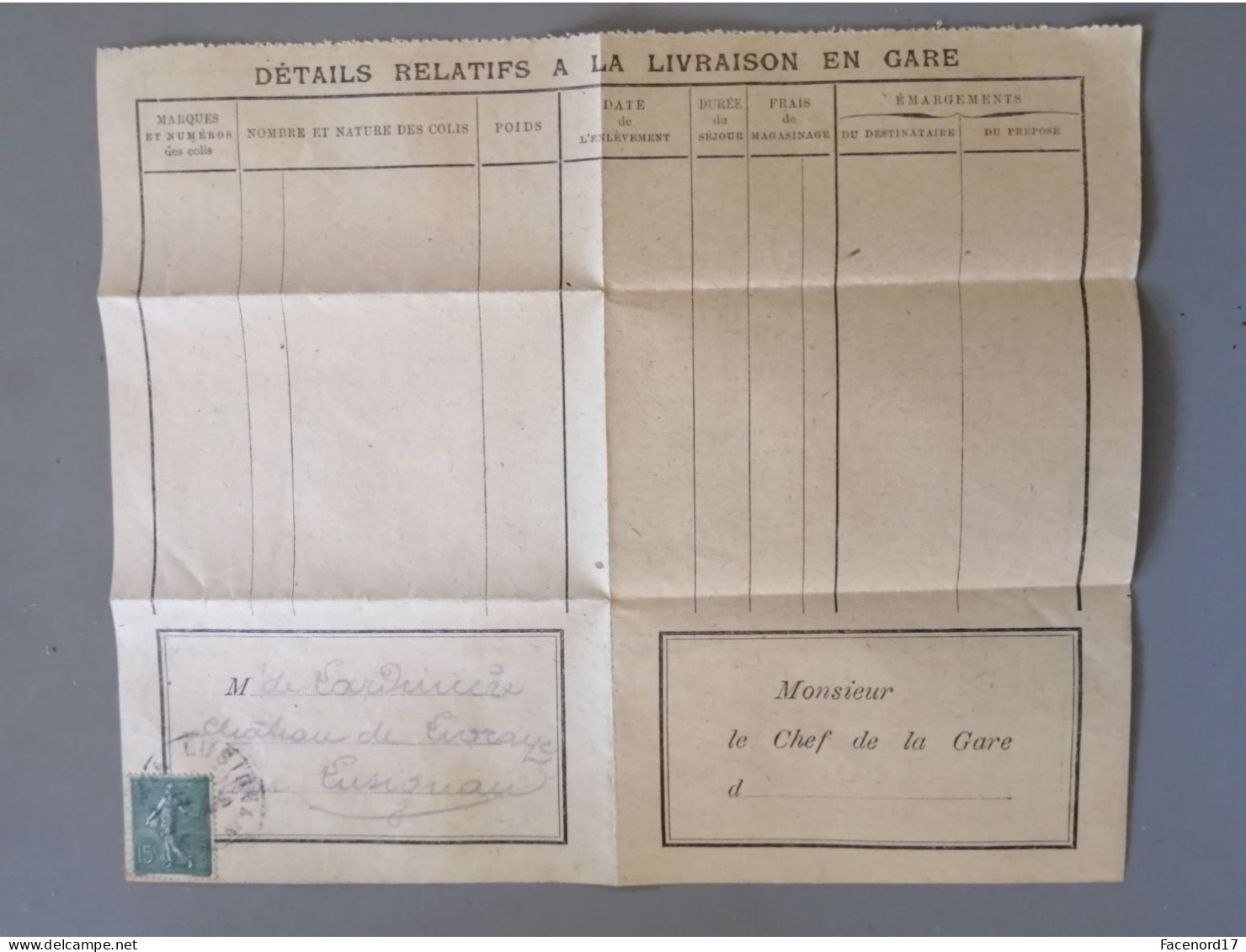 Document De Livraison En Gare De Lusignan Chemins De Fer De L'Etat 18 Juin 1947 - Transports