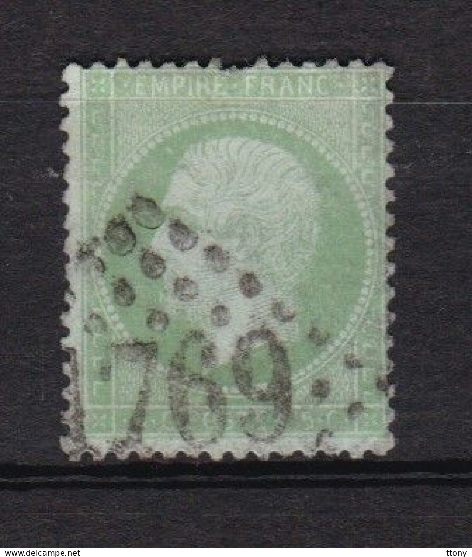 1 Timbre N° 20    Napoléon III   Lauré   Oblitéré   5 C Vert Empire  - Français GC 1769 - 1862 Napoléon III.