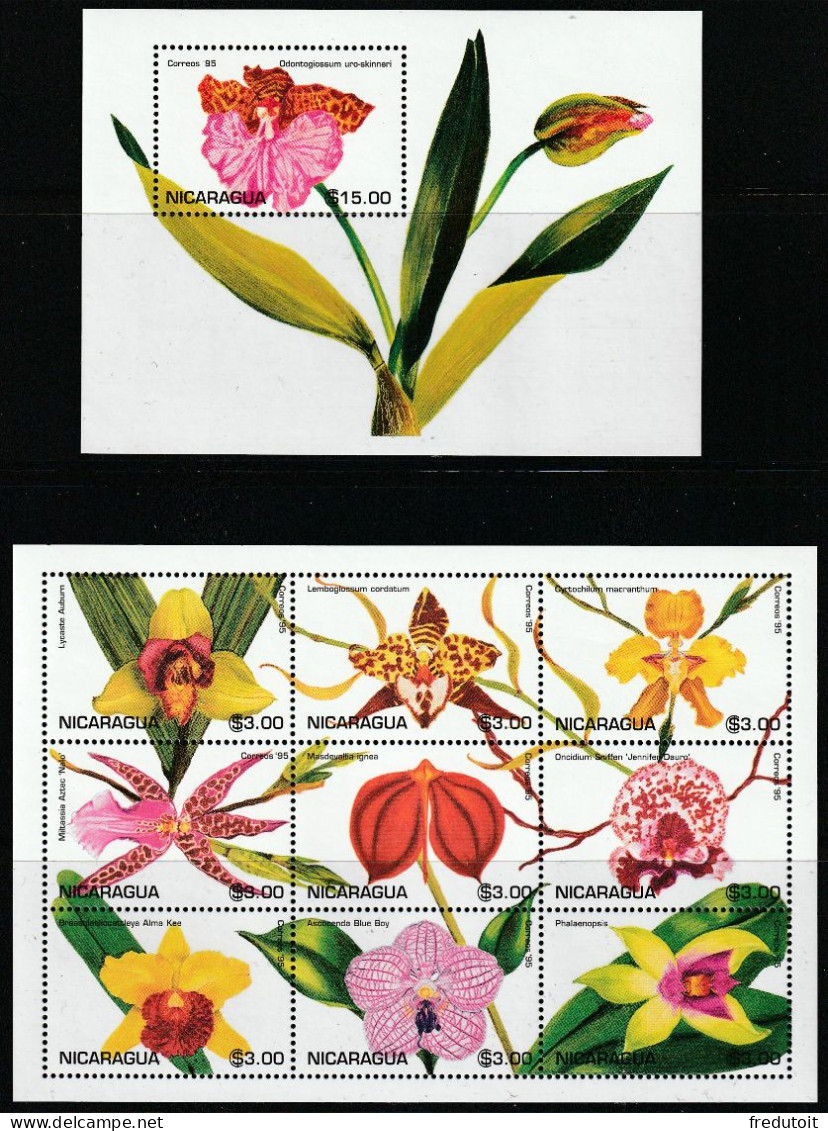 NICARAGUA - N°2066/74+ BLOC N°255 ** (1995) Fleurs : Orchidées - Nicaragua