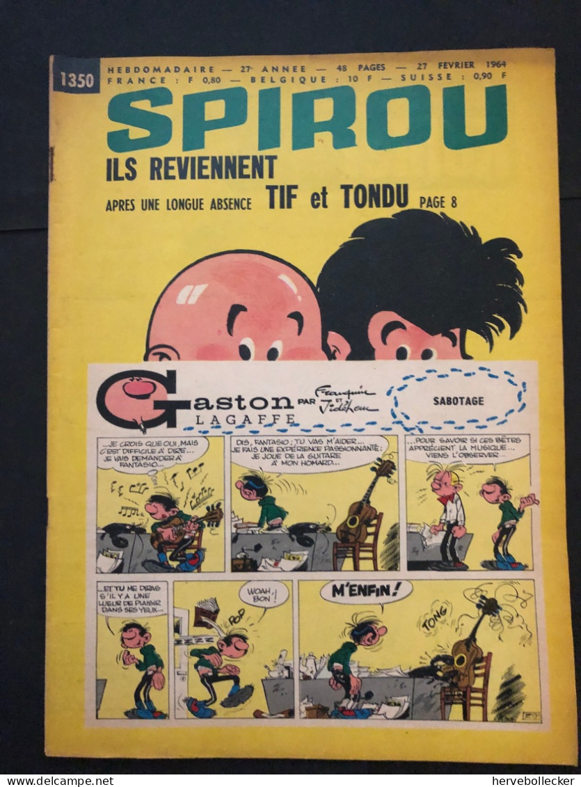 Spirou Hebdomadaire N° 1350 -1964 - Spirou Magazine