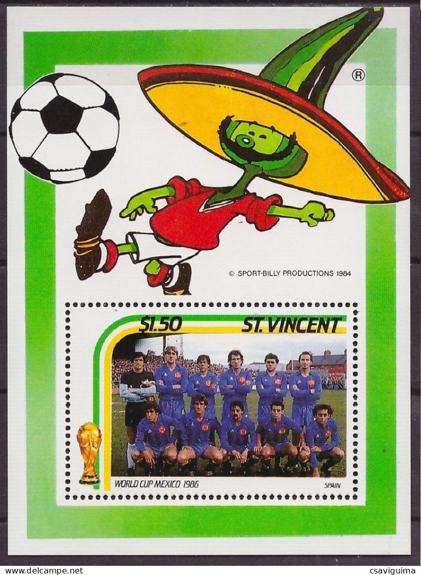 St Vincent - 1986 - Soccer: Mexico 86, Spain - Yv Bf 29 - 1986 – Mexique