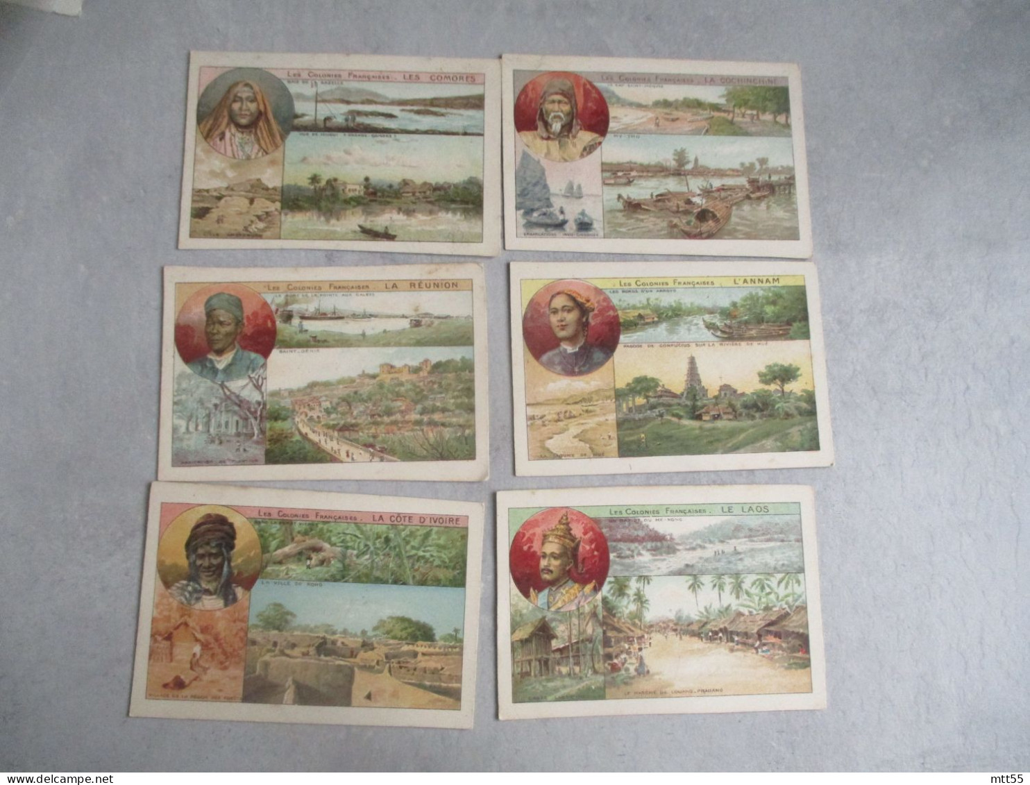 COLONIES FRANCAISE LA REUNION LAOS ANNAM GUYANE SAINT PIERRE ET MIQUELON ETC.. LOT DE 11 IMAGE CHROMO BON POINT ECOLE - Sonstige & Ohne Zuordnung