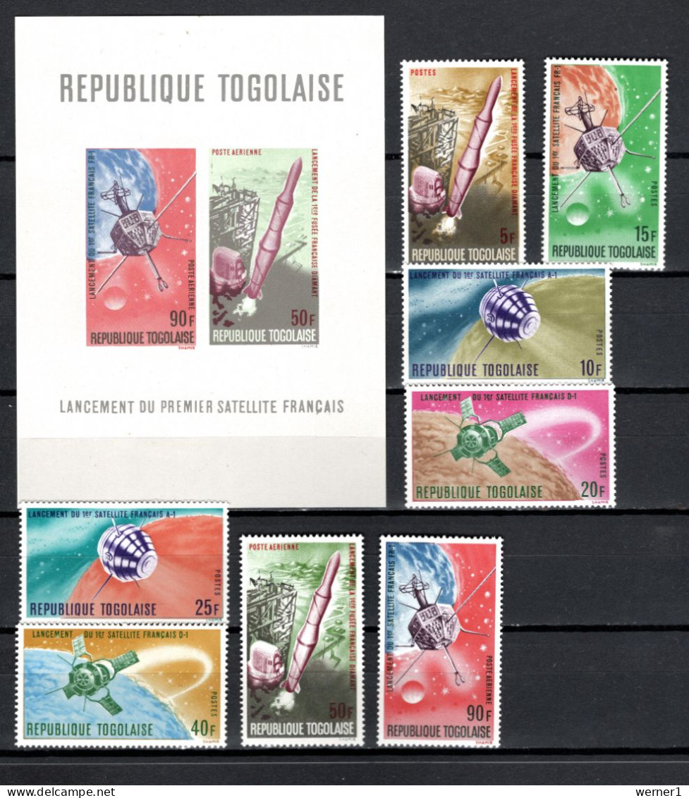 Togo 1967 Space, French Space Achievements Set Of 8 + S/s MNH - Africa