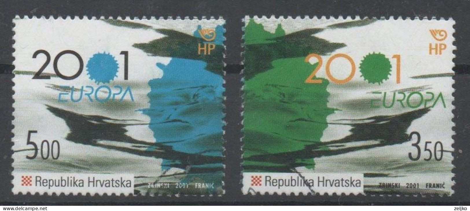 Croatia 2001, Used, Michel 570 - 571, Europa - Water - Kroatien