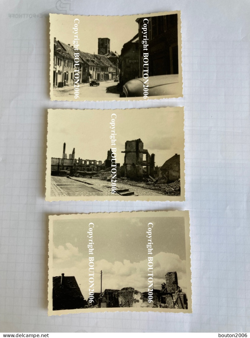 3 X Photos Puttelange Aux Lacs Les Farschviller Guerre WW2 WWII Soldat Allemand Ville Bombardées - Puttelange