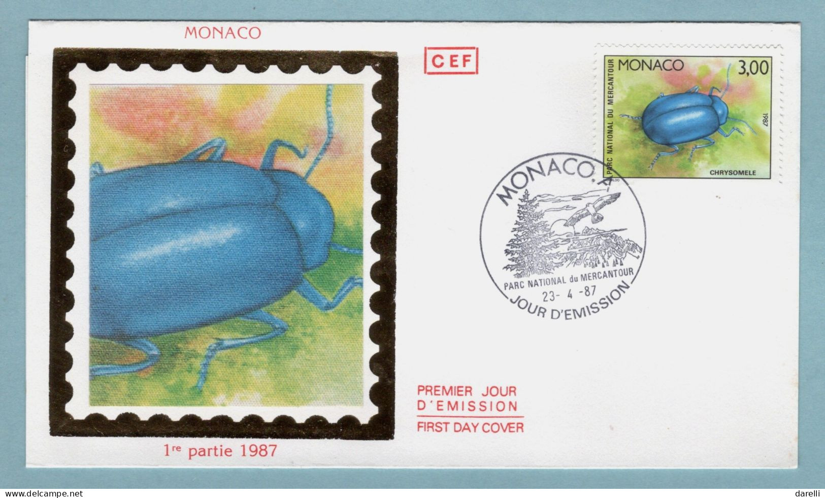 FDC Monaco 1987 - Faune - Insectes Du Parc National Du Mercantour - Chrysomèle - YT 1571 - FDC