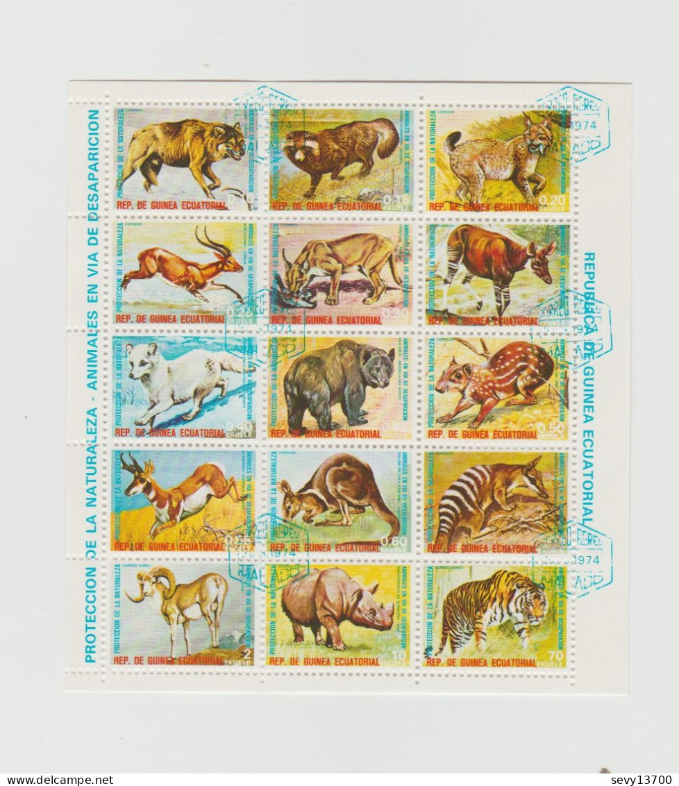 Guinée Equatoriale - Lot De 30 Timbres - Protection De La Nature Les Animaux En Voie De Disparition -1974 Mi GQ 499-513 - Guinée Equatoriale