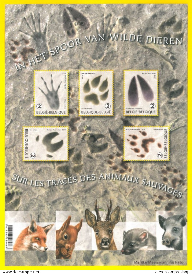 BELGIUM 2018 TRACES OF ANIMALS NEW SHEET - Natura, Animali - 2011-2020